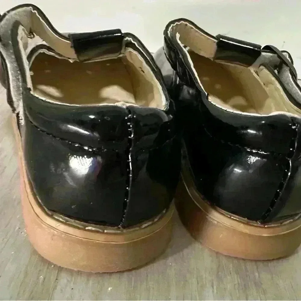 MG‎ Baby Black Patent Leather Mary Jane Buckle Shoes Toddler Kids Size 6.5
